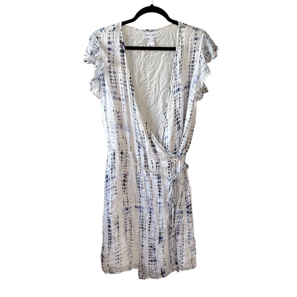 Bella Dahl Tie-Dye Mini Dress White Blue L
